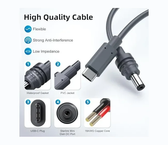 Starlink Mini Type C to DC 5M cable - Image 4